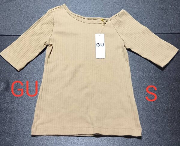 GU リブトップス ベージュ S レディース
