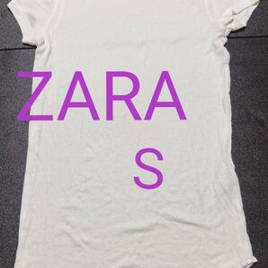 ZARA 未使用 カットソー Tシャツ リブ S 半袖 トップス
