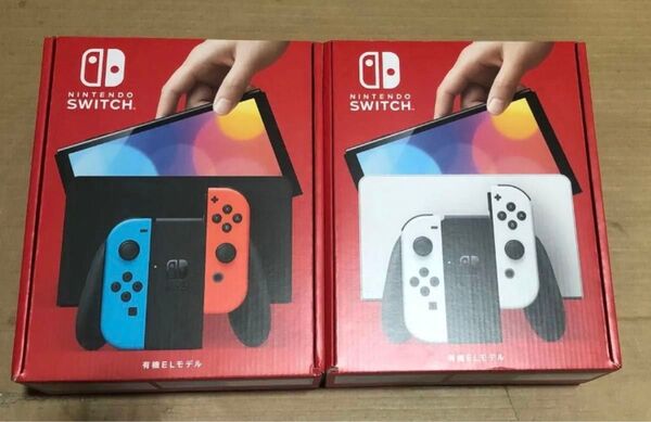 Nintendo Switch 有機ELモデル カラー ネオン/ホワイト 2台セット 新品未開封 店舗印無し