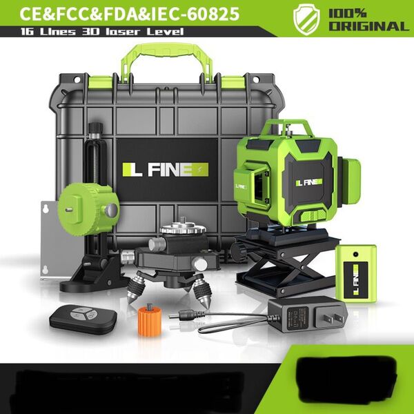 【新品】16ライングリーンレーザー /墨出し器/水平器/高精度/高輝度/4x360°方向照射/ 専用ケース付き