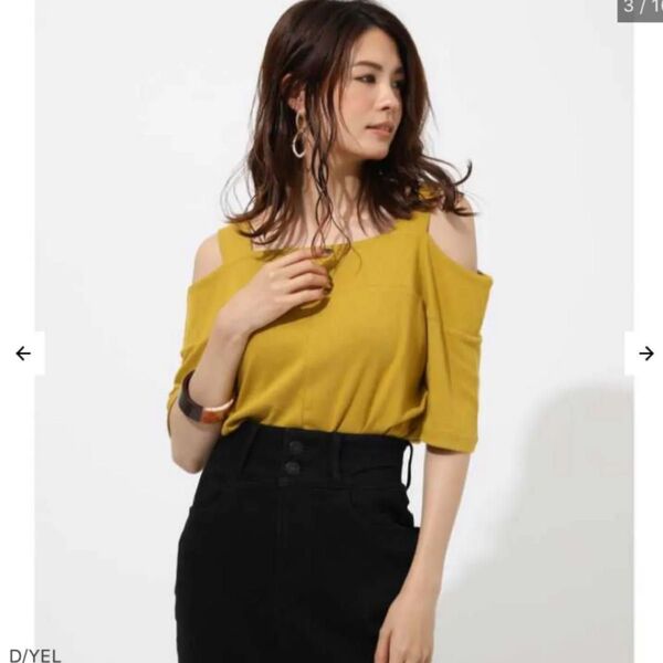 AZUL BY MOUSSY マスタードオフショルダートップス アズールバイマウジー 半袖カットソー レディース Tシャツ