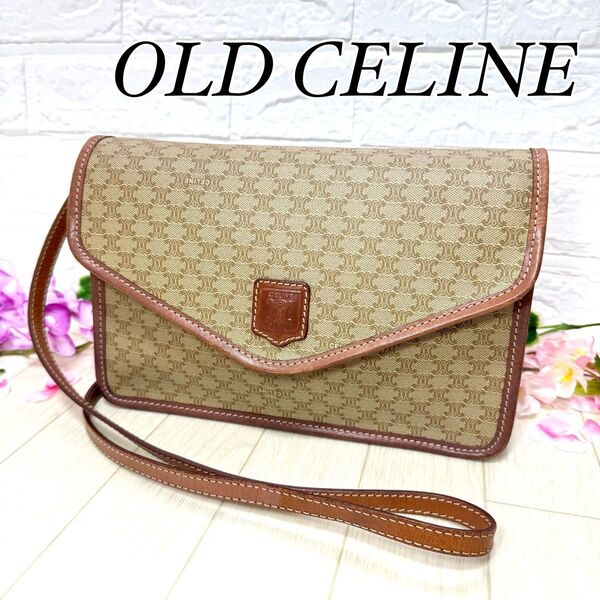 【美品】OLD CELINE オールドセリーヌ マカダム ショルダーバッグ ベージュ 2WAY ヴィンテージ