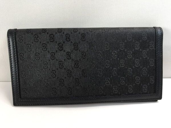 状態良好 グッチ GUCCI シマ ウォレット 財布 ブラック レザー