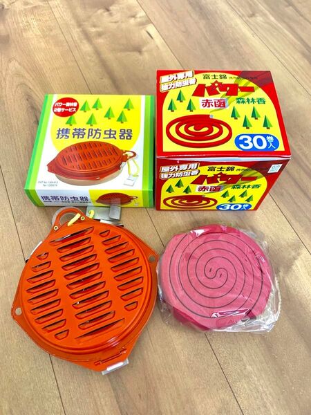 【富士錦】 パワー森林香10巻 強力 蚊取り線香+携帯防虫器セット(2巻付き)