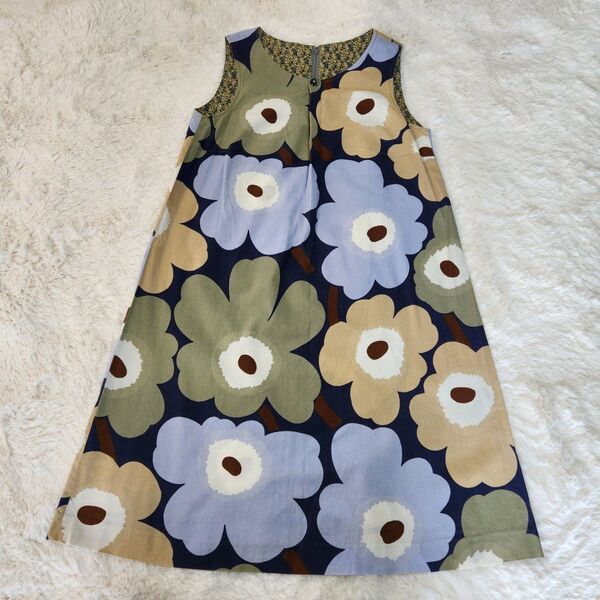ハンドメイド マリメッコ marimekko ウニッコ ノースリーブ ワンピース ジャンパースカート チュニック 裏地ポケットなし
