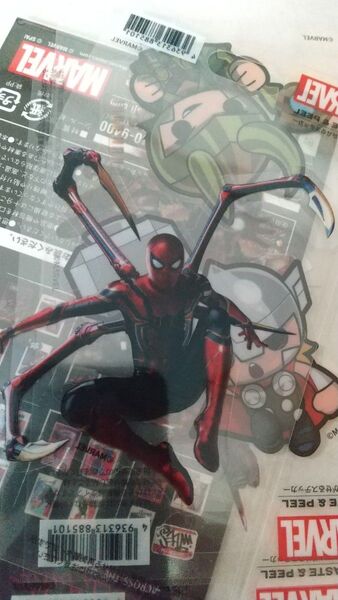 MARVEL ピールオフステッカー スパイダーマン ロキ キャプテンアメリカ 3枚セット