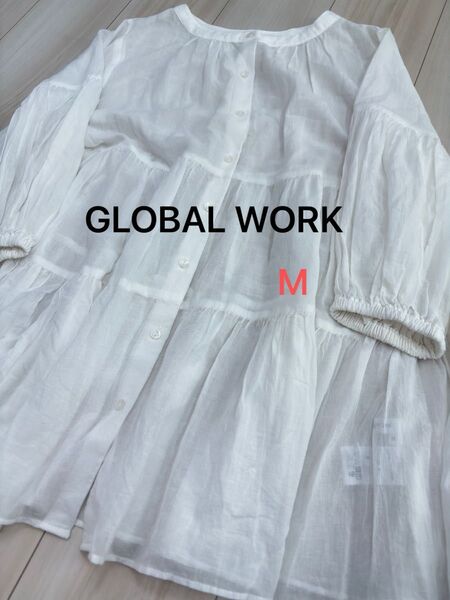 GLOBAL WORK ティアードブラウス ホワイト M 美品