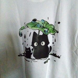 じじ黒猫と子猫のイラストTシャツ新品