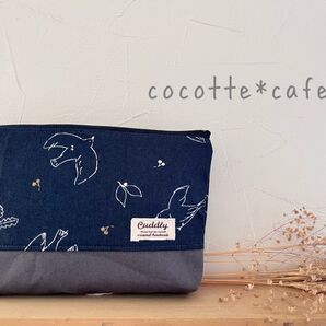 手書き風小鳥さんのなんでもポーチ(通帳ポーチ) ハンドメイド ポーチ