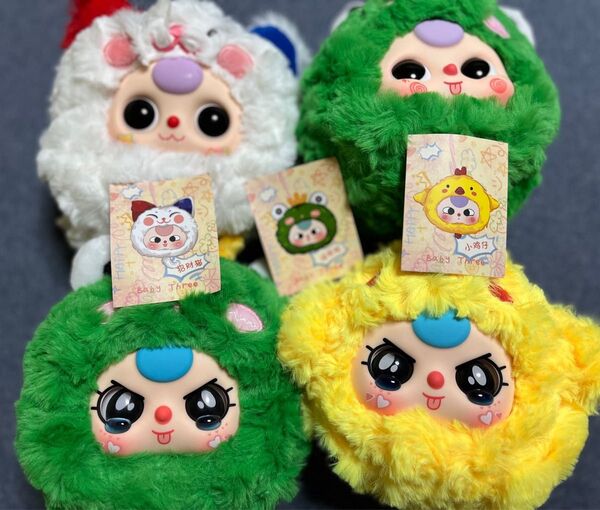 babythree ベイビースリー ひよこ顔、カエル顔2コ、招き猫、4個セット!!