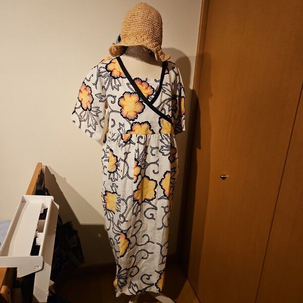 【一点物】浴衣リメイク カシュクールロングワンピース 着物リメイク