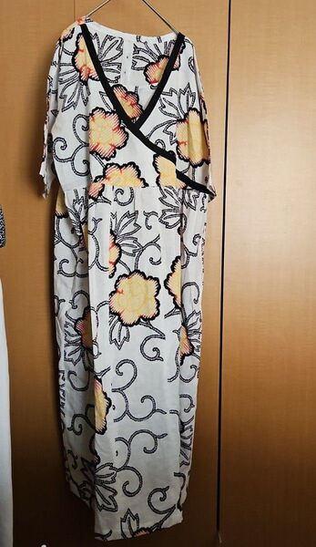 【一点物】浴衣リメイク カシュクールロングワンピース 着物リメイク
