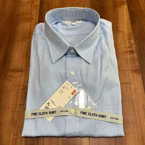 【新品】UNIQLO ユニクロ ファインクロス ドビーシャツ 長袖 サイズXL ブルー イージーケア