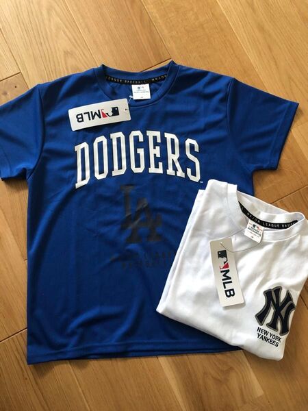MLB ニューヨークヤンキース ドジャース キッズTシャツ 150cm 2枚セット 半袖Tシャツ MLB半袖ドライシャツ