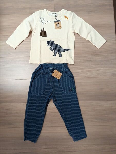 【新品未使用タグ付き】KP BOY 恐竜柄 長袖 Tシャツ 長スボン 90cm
