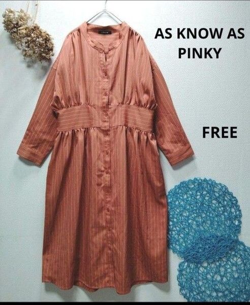 AS KNOW AS PINKY アズノゥアズピンキー シャツワンピース