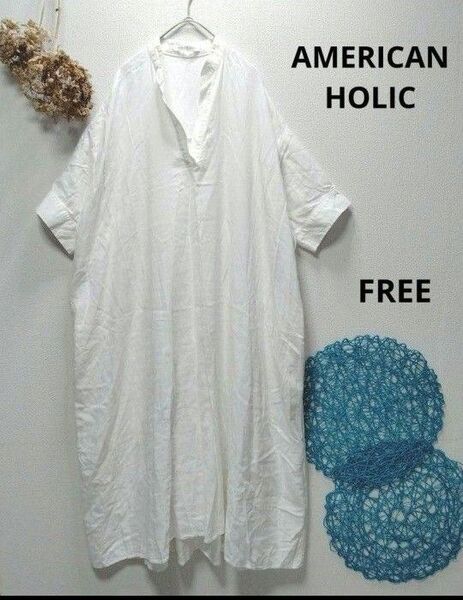 AMERICAN HOLIC アメリカンホリック リネンブレンドスキッパーフレアワンピース