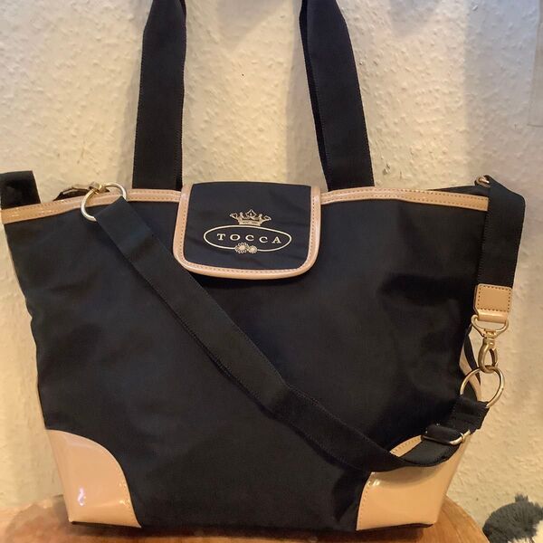 TOCCA トートバッグ 2way ブラック×ベージュ