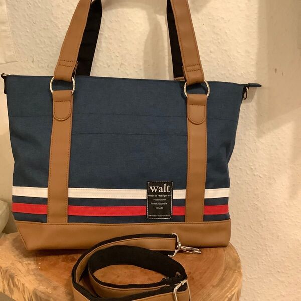 未使用に近い walt 2way トートバッグ ショルダーバッグ ネイビー