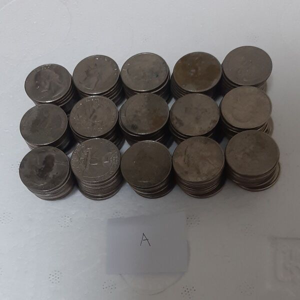 アメリカ25セント硬貨150枚37.5ドル分(管理番号A)