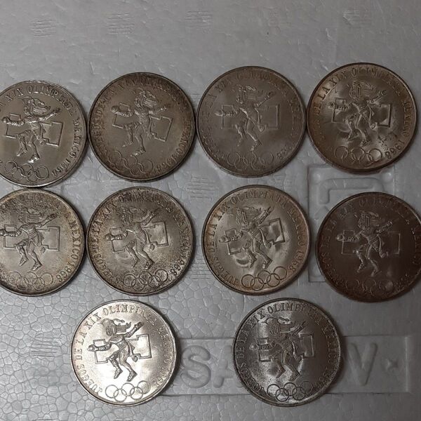メキシコオリンピック銀貨1968年25ペソ×10枚