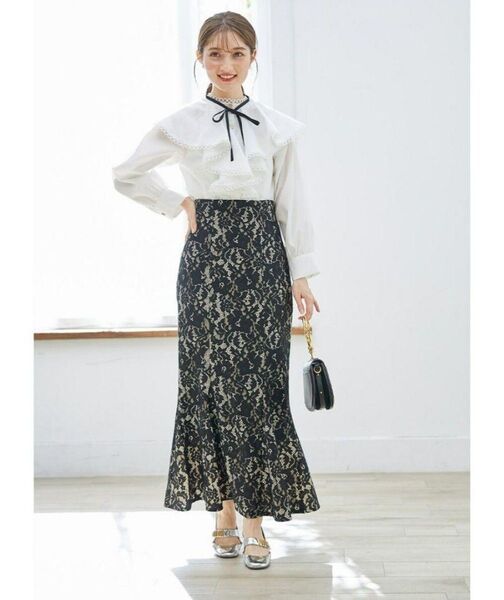 tocco closet トッコクローゼット 黒 花柄 ロングマーメイドスカート