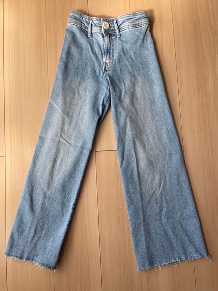 ZARA キッズ 子供服 ハイウエスト マリンストレートワイドレッグデニム140