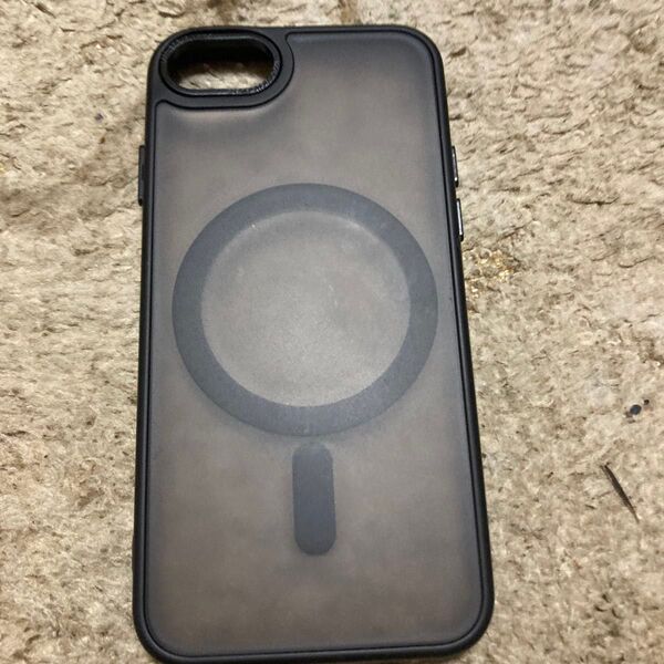 スマホケース iPhone7/8 se2対応ブラック スマホリング付き