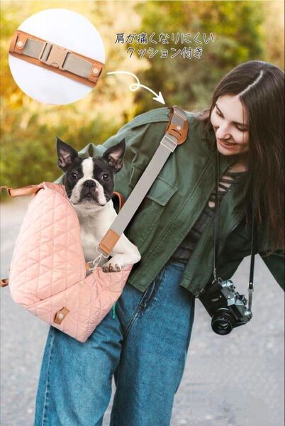 犬 猫 ペットキャリーバッグ お散歩バッグ スリング 移動可能な犬猫用 Lサイズ ダークカーキ