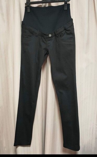 マタニティパンツ S 黒 ブラック マタニティ ストレッチ スキニー 春 秋
