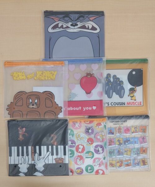 【未開封/7個セット】Happyくじ トムとジェリー 4 D賞 フラットポーチ 全7種 コンプセット