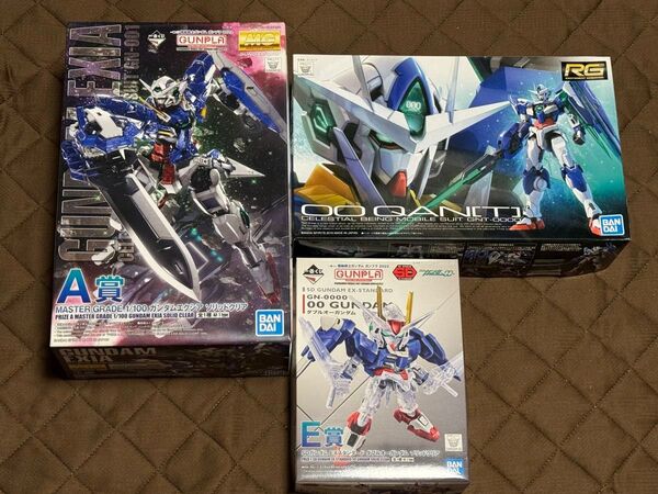 RG ダブルオークアンタ・一番くじ ガンプラ2022 A賞 MG ガンダムエクシア ソリッドクリア・E賞 SDダブルオーガンダム
