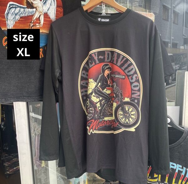 ハーレーダビットソン 長袖 ロンTシャツ 黒 XL 春夏 バイク ツーリング 新品 送料無料