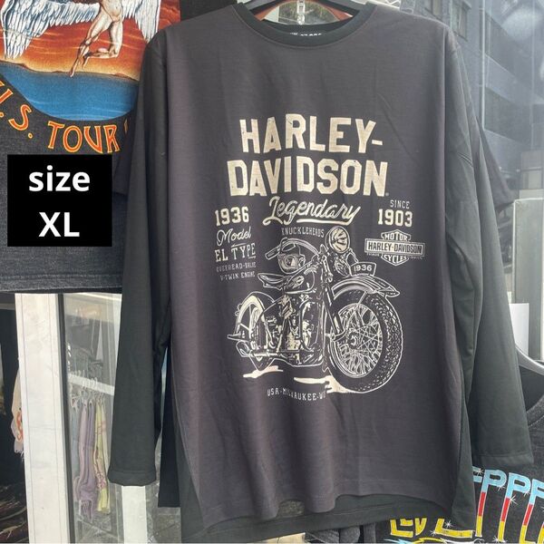 ハーレーダビットソン 長袖 ロンTシャツ 黒 XL 春夏 バイク ツーリング 新品 送料無料