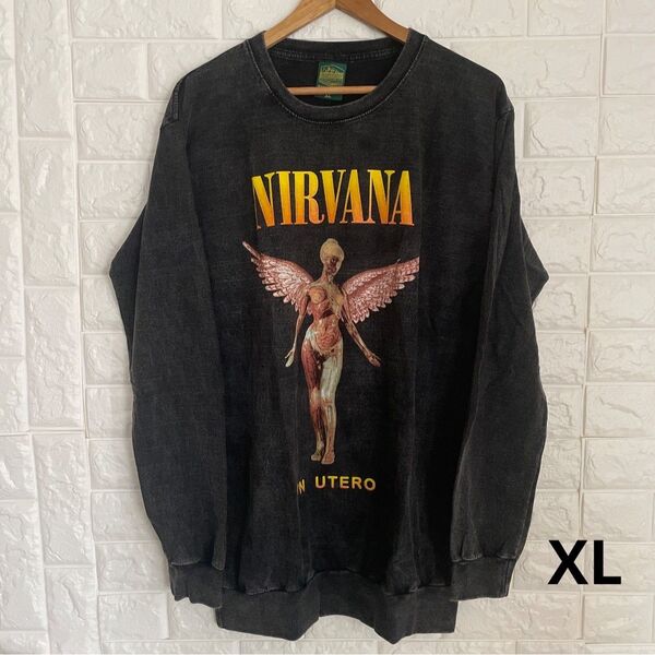 ニルバーナ ヴィンテージ 長袖 ロンTシャツ XL 黒 ロック バンド 新品 送料無料