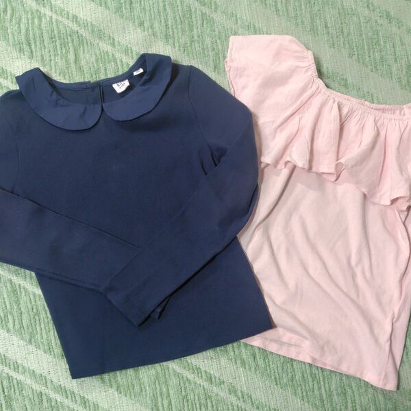 ☆GAP☆ギャップのカットソー2枚で♪きれいめ襟付き長袖カットソー&フリルが可愛い薄ピンク色のカットソー