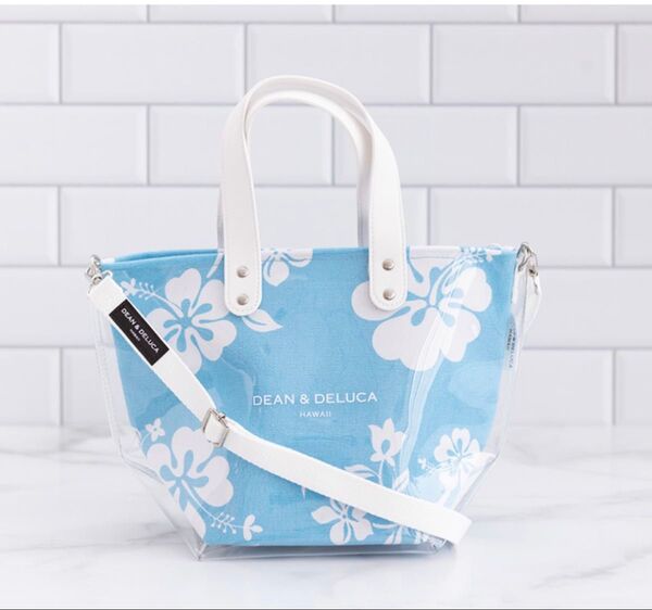 新品【DEAN & DELUCA HAWAII 】限定品 ハイビスカス柄クリア3wayトートバッグ ブルー トートバッグ