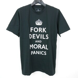 11SS uniform experiment ユニフォームエクスペリメント COTTON PLATING STITCH FORK DEVILS TEE 半袖 ロゴ Tシャツ カットソー BLACK 3