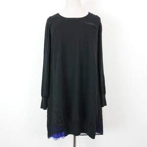 12AW 12FW sacai luck サカイ ラック 長袖 ドット シフォン レース 切り替え ニット ワンピース BLACK 1