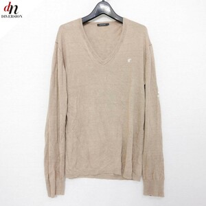 LOVELESS Loveless linen длинный рукав V шея Skull Logo вышивка вязаный BEIGE 3