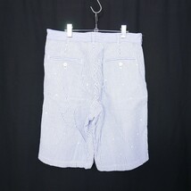 HEAD PORTER PLUS ヘッドポータープラス ペイント加工 シアサッカー ストライプ ハーフパンツ ショートパンツ ショーツ BLUE/WHITE M_画像2