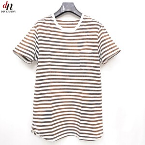 16SS nonnative ノンネイティブ DWELLER TEE SS COTTON BORDER JERSEY OVER DYED 半袖 ボーダー ポケット Tシャツ カットソー WHITE 1