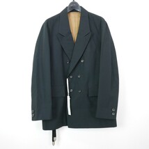 18SS The Letters ザ レターズ Double Breasted Strap Jacket. OX レザー ベルト付き ダブルプレスト テーラードジャケット BLACK M_画像1