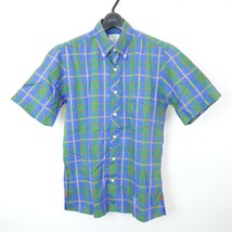 uniform experiment COTTON MADRAS CHECK S/S FAKE PULL OVER SHIRT コットン 半袖 マドラスチェック ボタンダウンシャツ BLUE 2_画像1