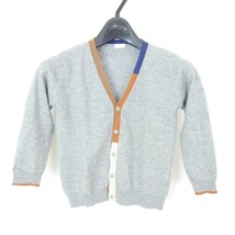 Il Gufo イル グッフォ カシミヤ混 ウール 長袖 トリム Vネック ニット カーディガン MADE IN ITALY GRAY 5ANNI_画像1