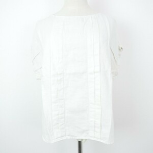 Simplicitesimplisite.linen. cotton cotton flax short sleeves do Le Mans pull over blouse WHITE