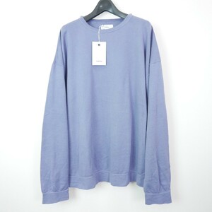 19SS markama-kaPLAIN EYELET CREW NECK cotton long sleeve eyelet knitted cut and sewn long T BLUE GRAY 2