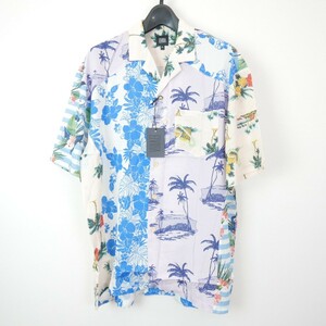 18SS ELVIRA エルビラ FLAMINGO ALOHA SHIRT レーヨン 半袖 パッチワーク ロゴ アロハシャツ MULTI XL