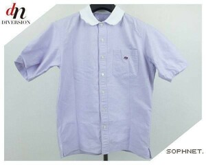 SOPHNET. ソフネット SOPH ソフ コットン 半袖 襟 ダメージ加工 クレリックシャツ PURPLE S