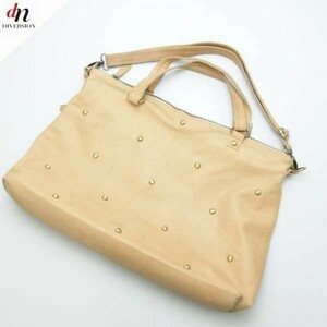 holiday ホリデイ スタッズ付き レザー ショルダー トート 2WAY バッグ BEIGE